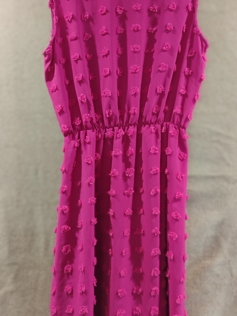 Sleeveless Pom-Pom Midi Dress in Hot Pink